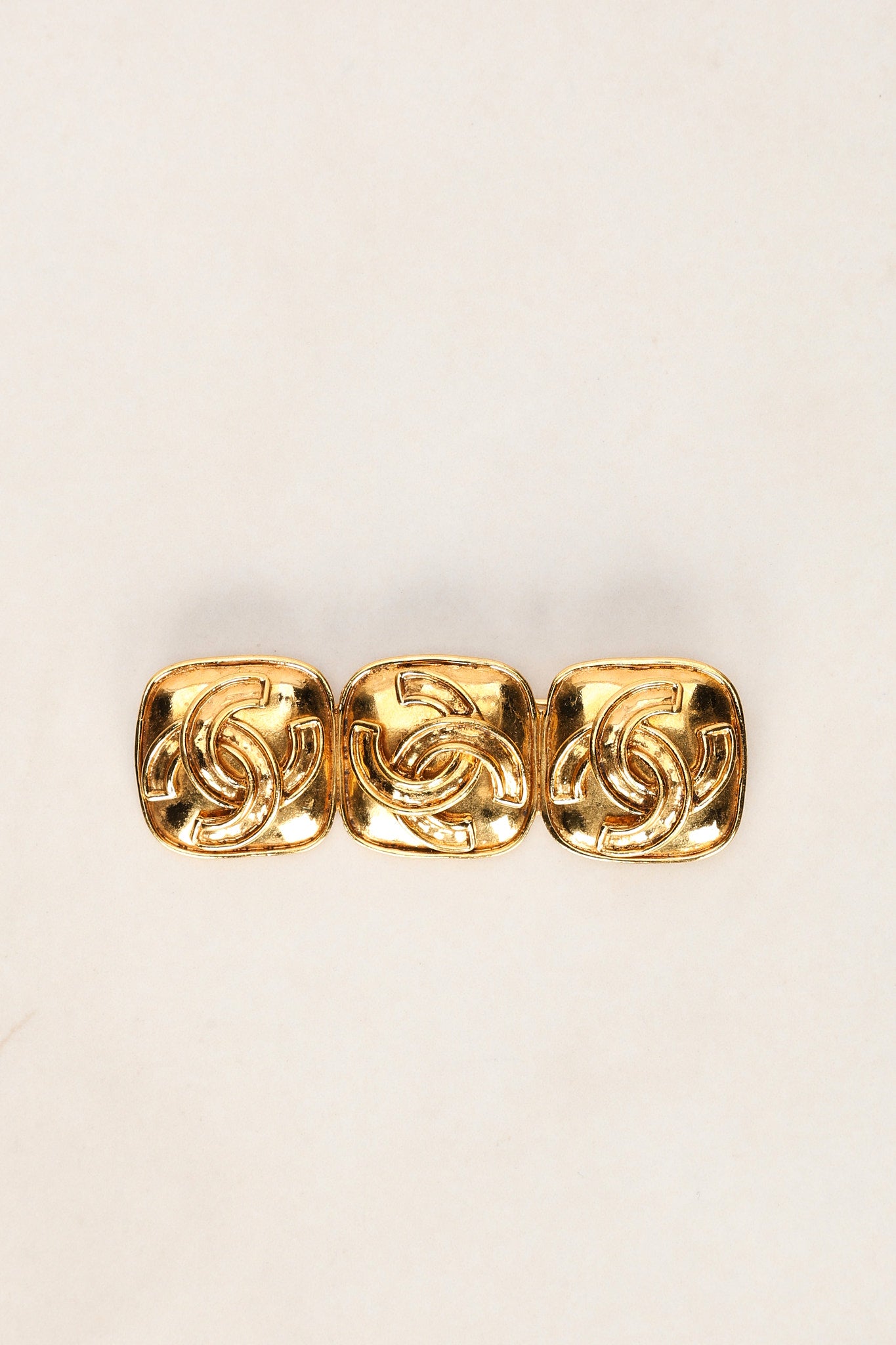 Chanel 1994 Triple CC Brooch 24K GP