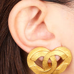 Chanel 1995 Heart Motif Clip-On Earrings 24K GP