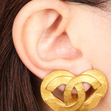 Chanel 1995 Heart Motif Clip-On Earrings 24K GP