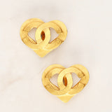 Chanel 1995 Heart Motif Clip-On Earrings 24K GP