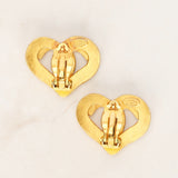 Chanel 1995 Heart Motif Clip-On Earrings 24K GP
