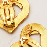 Chanel 1995 Heart Motif Clip-On Earrings 24K GP