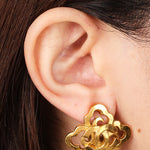 Chanel 1997 Quatrefoil CC Clip-On Earrings 24K GP
