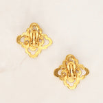 Chanel 1997 Quatrefoil CC Clip-On Earrings 24K GP