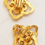 Chanel 1997 Quatrefoil CC Clip-On Earrings 24K GP