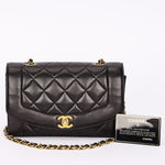 Chanel Small Diana Flap Black Lambskin 24K GP