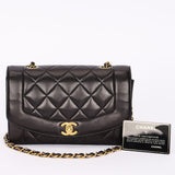 Chanel Small Diana Flap Black Lambskin 24K GP