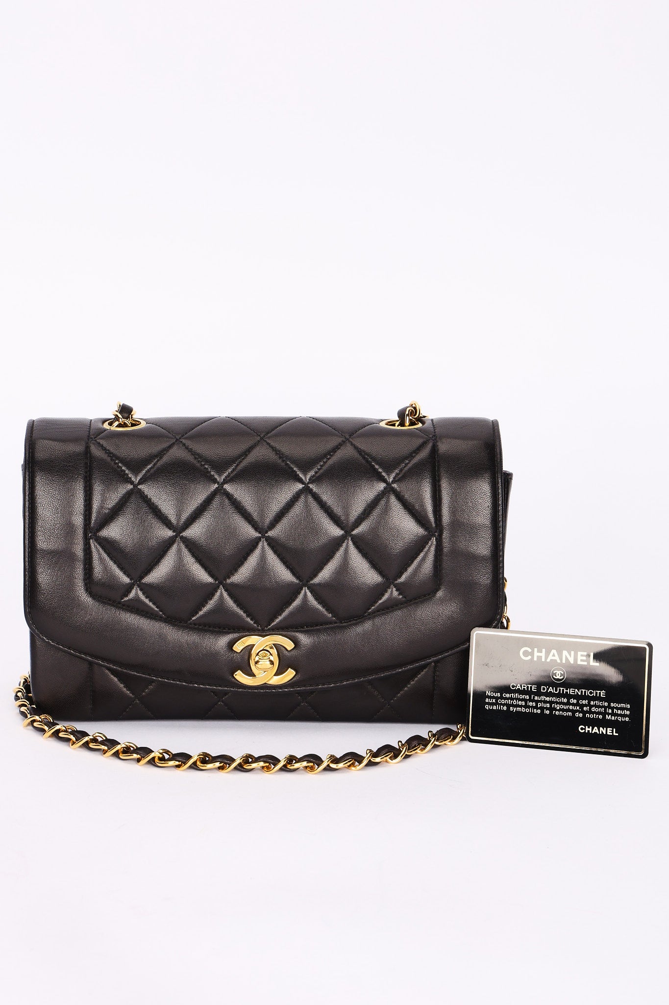 Chanel Small Diana Flap Black Lambskin 24K GP