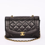 Chanel Small Diana Flap Black Lambskin 24K GP