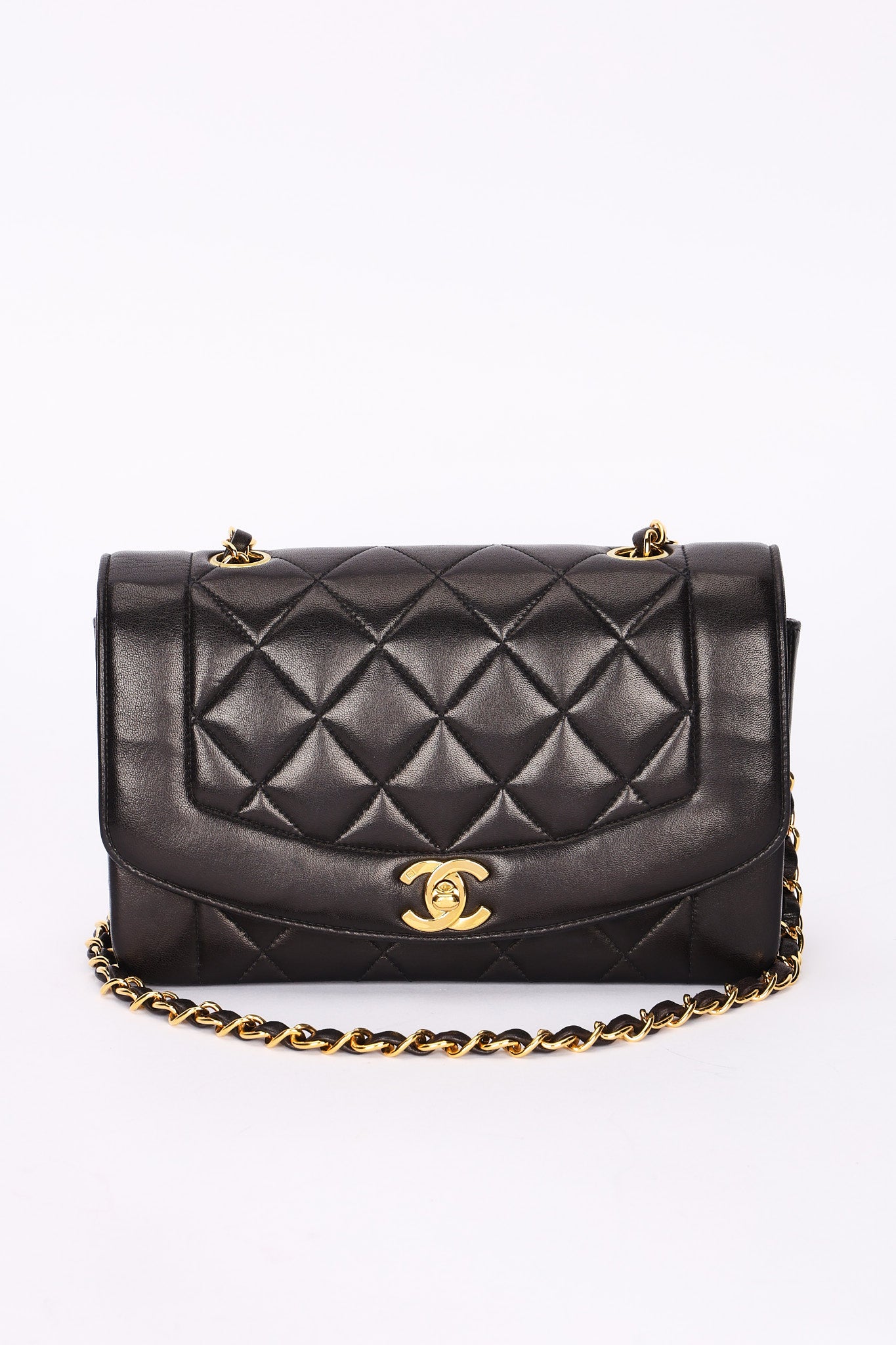 Chanel Small Diana Flap Black Lambskin 24K GP