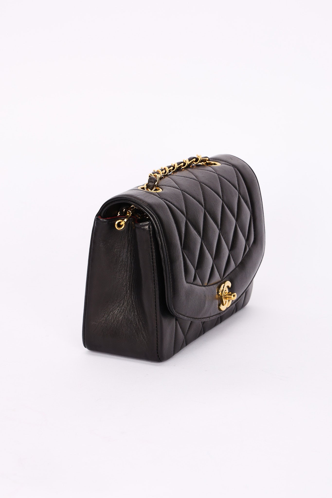 Chanel Small Diana Flap Black Lambskin 24K GP