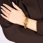 Chanel 1995 CC Turnlock Chain Bracelet 24K GP