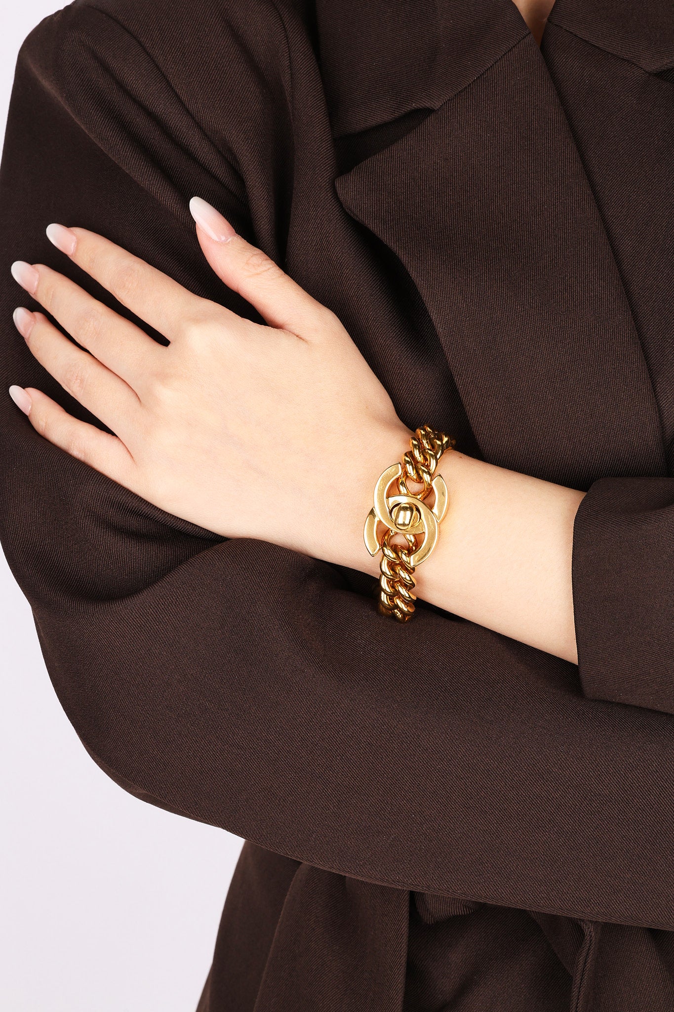 Chanel 1995 CC Turnlock Chain Bracelet 24K GP
