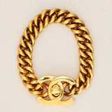 Chanel 1995 CC Turnlock Chain Bracelet 24K GP
