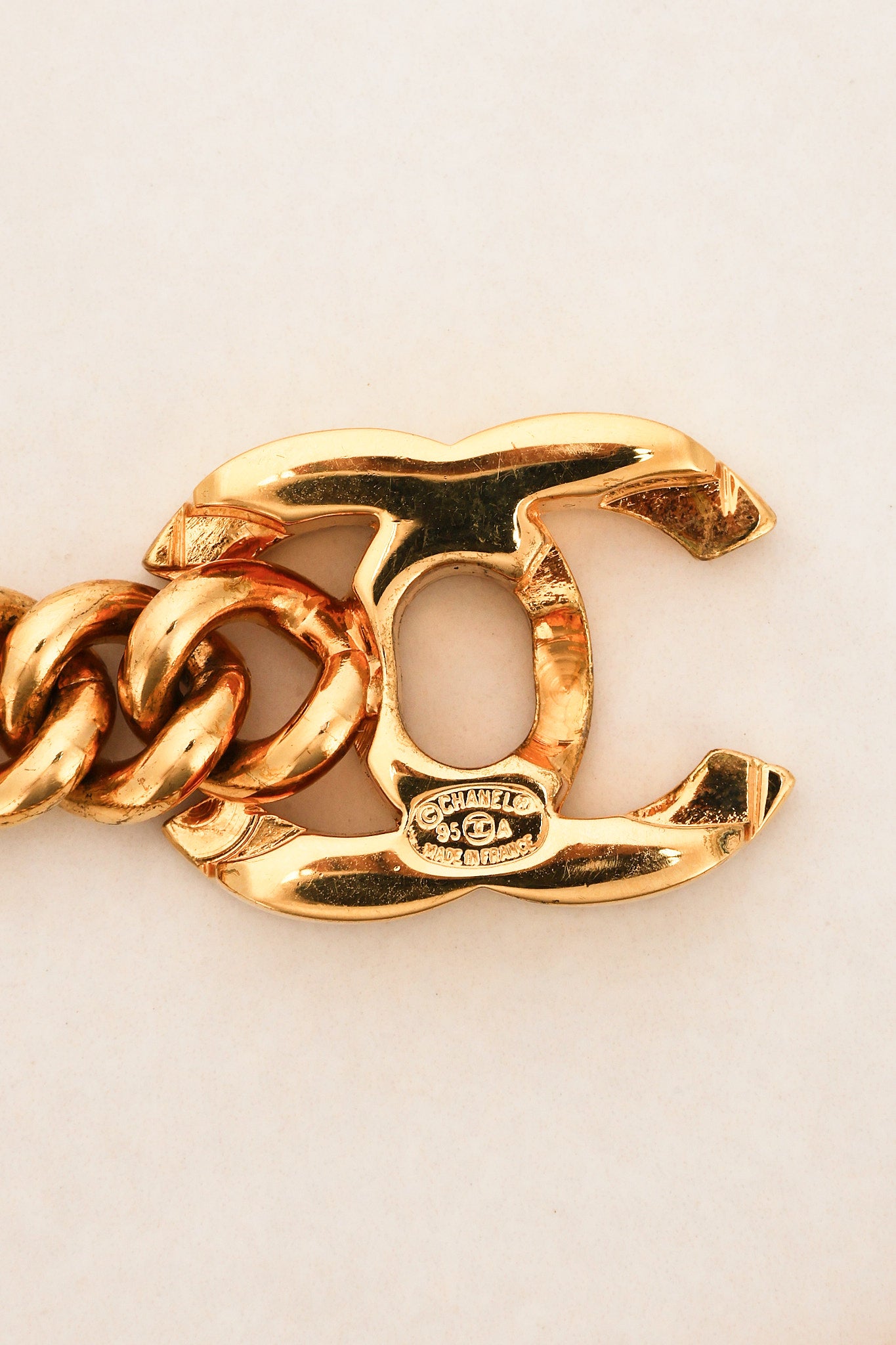 Chanel 1995 CC Turnlock Chain Bracelet 24K GP