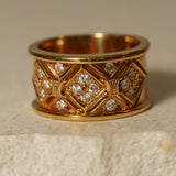 Rare Celine 18K Yellow Gold Diamond Triomphe Ring