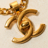 Chanel 1996 Gold Double Turnlock Pendant Necklace