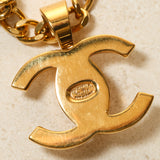 Chanel 1996 Gold Double Turnlock Pendant Necklace