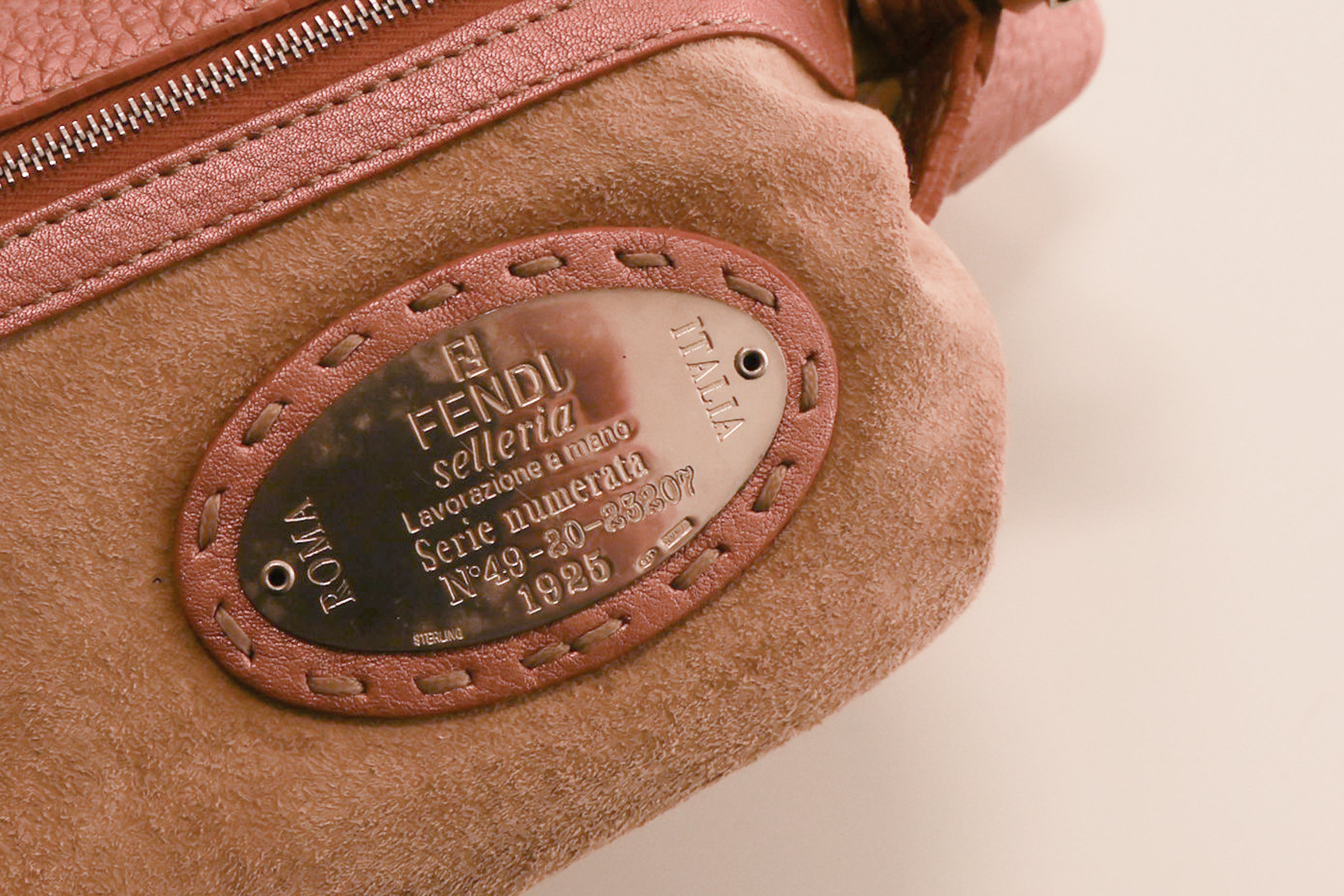 Fendi Metallic Rose Gold Selleria Mini Mamma