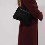 Bottega Veneta Intrecciato Black Satin Chain Shoulder Bag