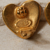Chanel 1995 Mini Matte Heart Clip-On Earrings