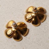 Chanel 2003 Flower Pearl Stud Earrings