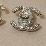 Chanel 1996 Crystal Embellished Large CC Turnlock Clip-On Earrings