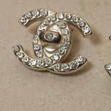 Chanel 1996 Crystal Embellished Large CC Turnlock Clip-On Earrings