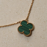Van Cleef & Arpels Vintage 18K Alhambra Malachite Pendant Necklace