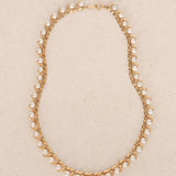 1980s - 1990s 18K Yellow Gold Leaf-Set Pearl Necklace - Drop 23