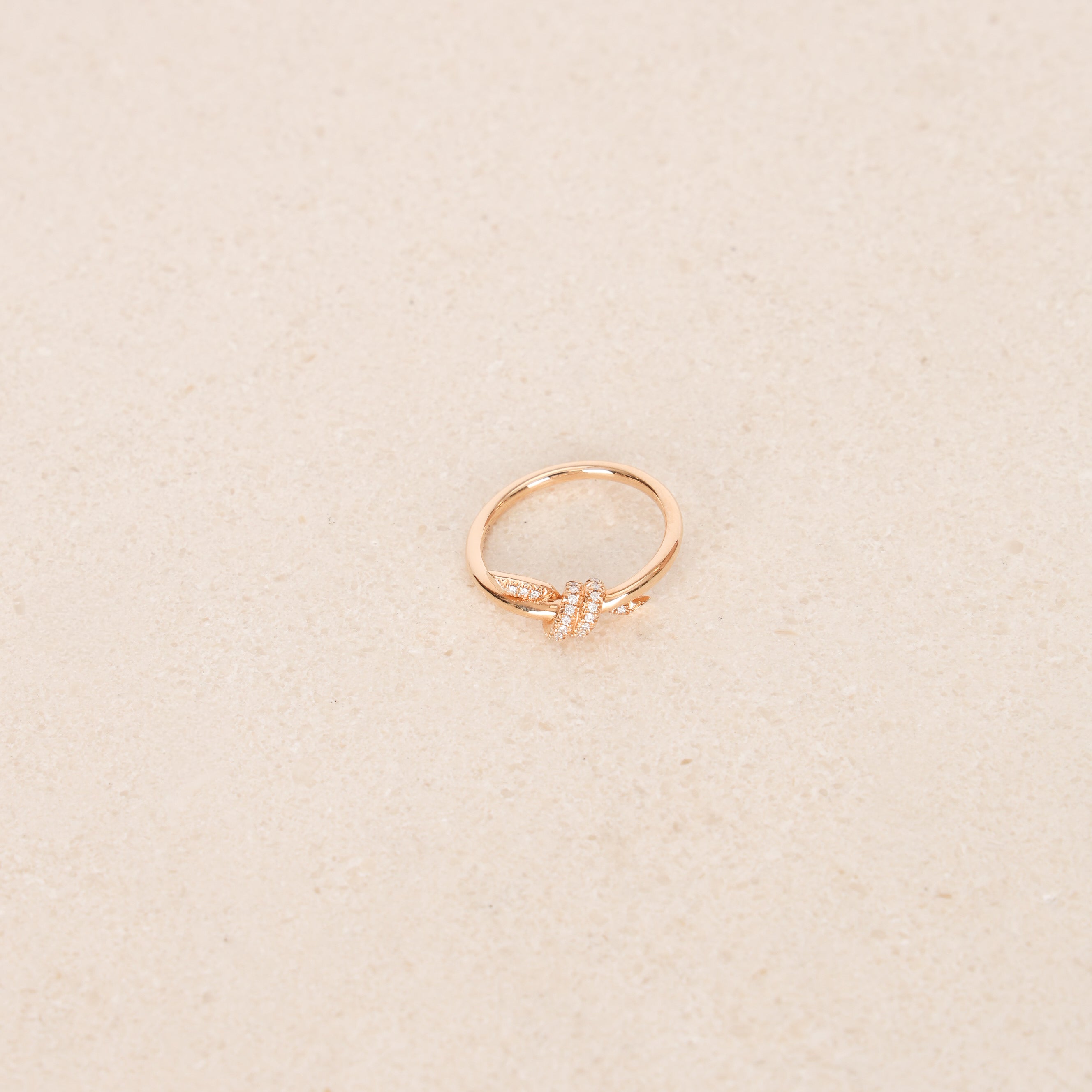 18K Rose Gold Tiffany & Co Diamond Knot Ring, Size US 5.5