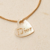 Dior Mother of Pearl Heart Logo Cutout Pendant Choker