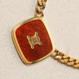 Celine Triomphe Enamel Square Curb Necklace