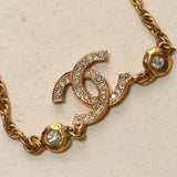 Chanel 70's Crystal Embellished Interlocking CC Pendant Choker