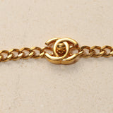 Chanel 1997 24K GP Double Turnlock Circle Pendant Necklace
