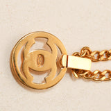 Chanel 1997 24K GP Double Turnlock Circle Pendant Necklace