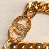 Chanel 24k GP 70s-80s Crystal Embellished CC Curb Chain Bracelet