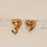Dior Heart Rhinestone Logo Clip-On Earrings