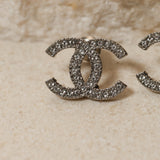 Chanel 2012 Silver Crystal CC Studs