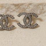 Chanel 2012 Silver Crystal CC Studs