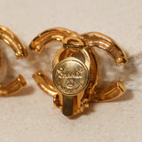 Chanel 70s-80s Hammered Interlocking CC Clip-On Earrings