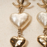 Chanel 22C Heart Pearl Drop Earrings