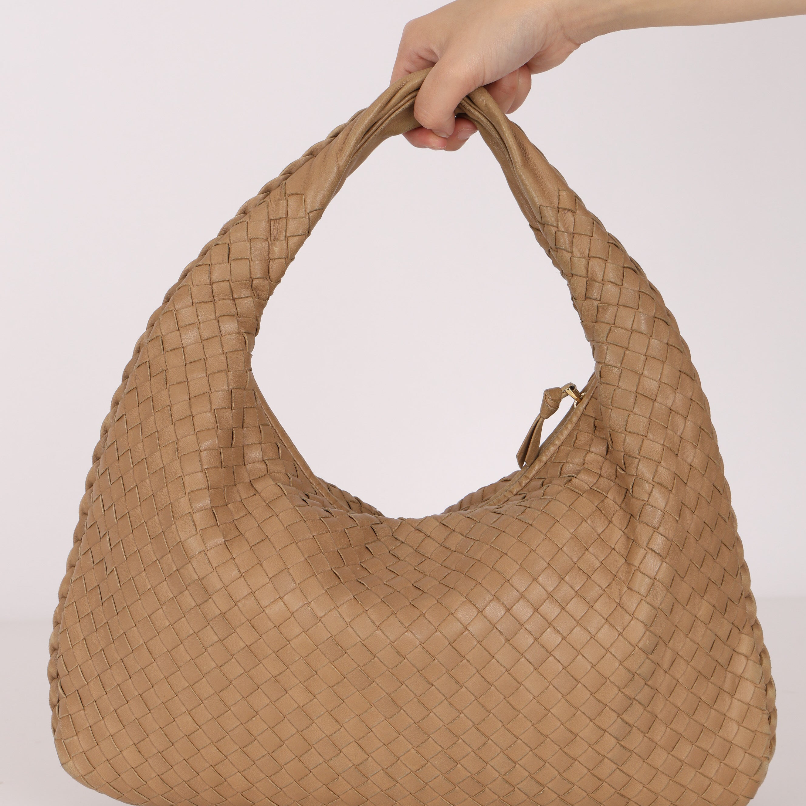 Bottega Veneta Small Intrecciato Hobo Beige Lambskin 2007