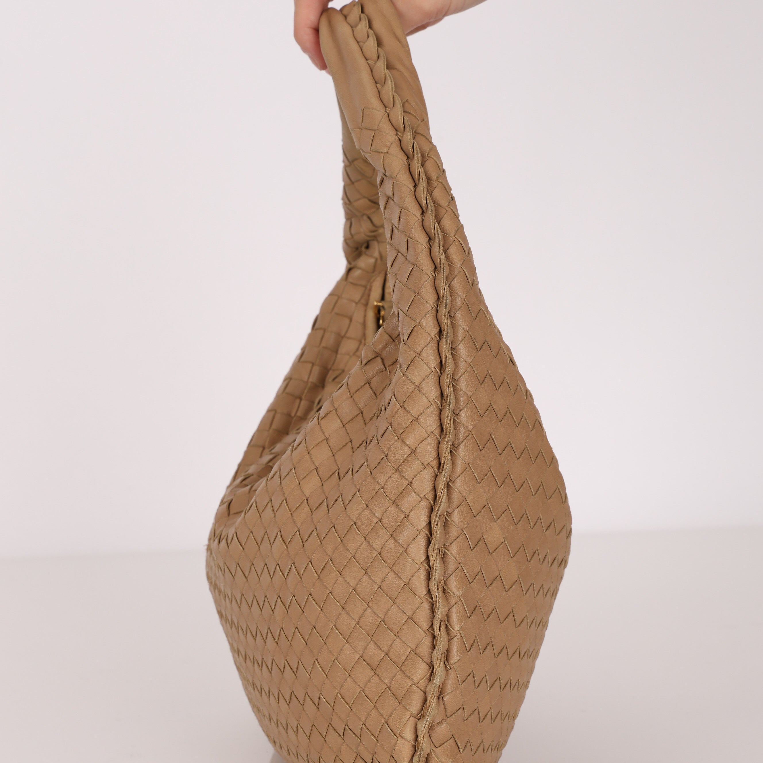 Bottega Veneta Small Intrecciato Hobo Beige Lambskin 2007