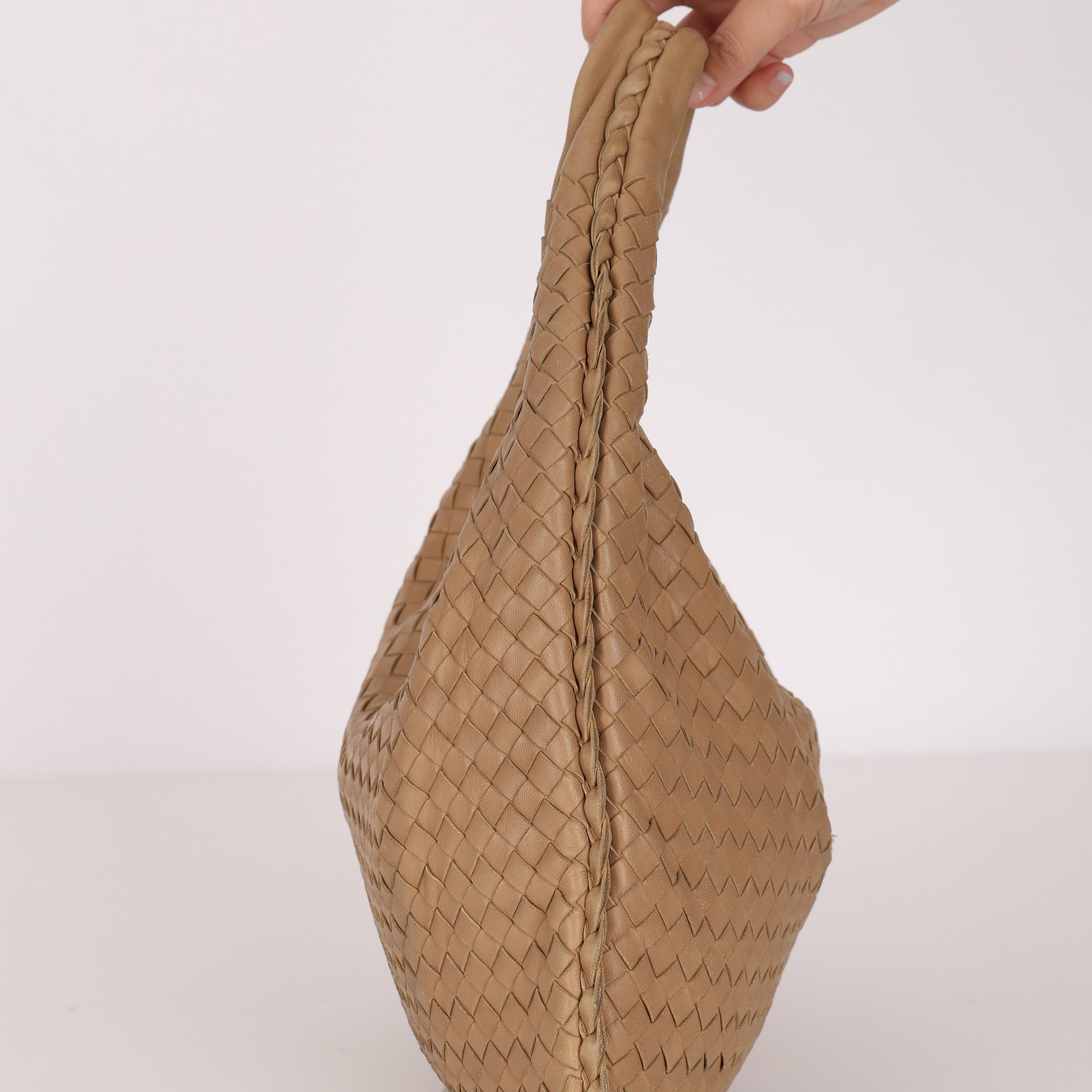Bottega Veneta Small Intrecciato Hobo Beige Lambskin 2007