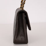 Chanel Frame Single Flap Brown Lambskin 1989 24K GP