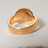 Rare Gucci 18K Yellow Gold Round Plate Logo Pink Sapphire Star Ring