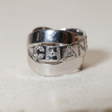 Chanel 18K Bolduc White Gold Diamond Wavy Logo Ring
