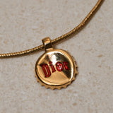 Dior 2004 Bottle Cap Logo Pendant Necklace