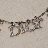 Vintage Dior 90's Triple Logo Crystal Letter Charms Necklace